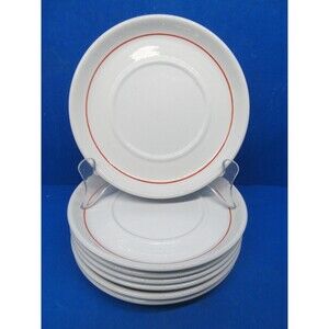 Midwinter Stonehenge Crocus Orange Stripe 6 1/4" Saucer Plates Set of 7